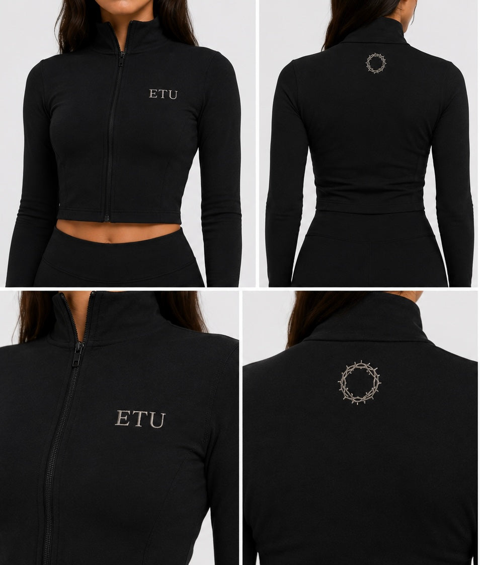 Athletic Cropped Zipper Jacket